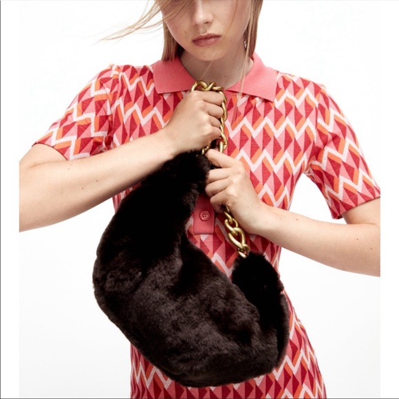 Zara faux fur chain strap shoulder bag - Picture 2 of 6